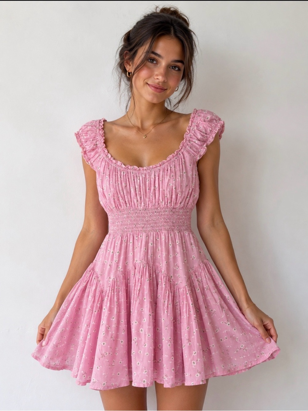 Isabelle's Cabinet Pink Floral Mini Dress Romper Size M EUC Boho Cottagecore